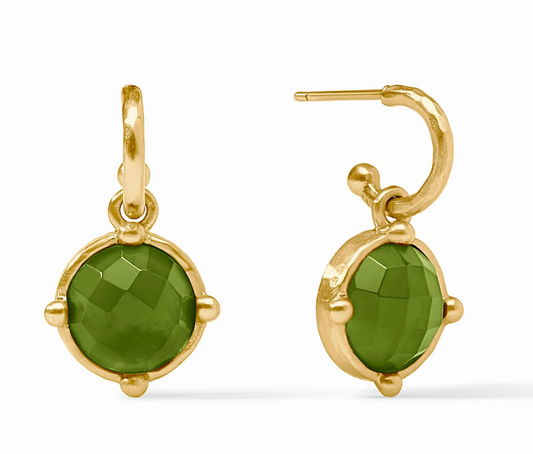 Honeybee Hoop & Charm Earring- Iridescent Palmetto Green