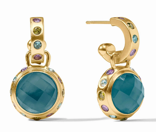 Rainbow Hoop & Charm Earring-Iridescent Montana Blue