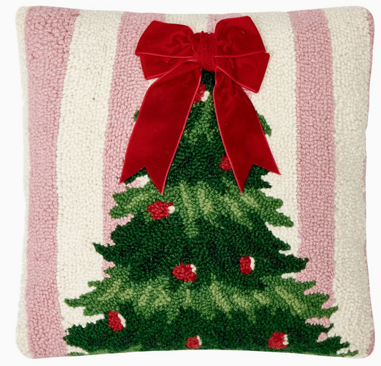 Pink Stripe Tree W/Ribbon Hook Pillow