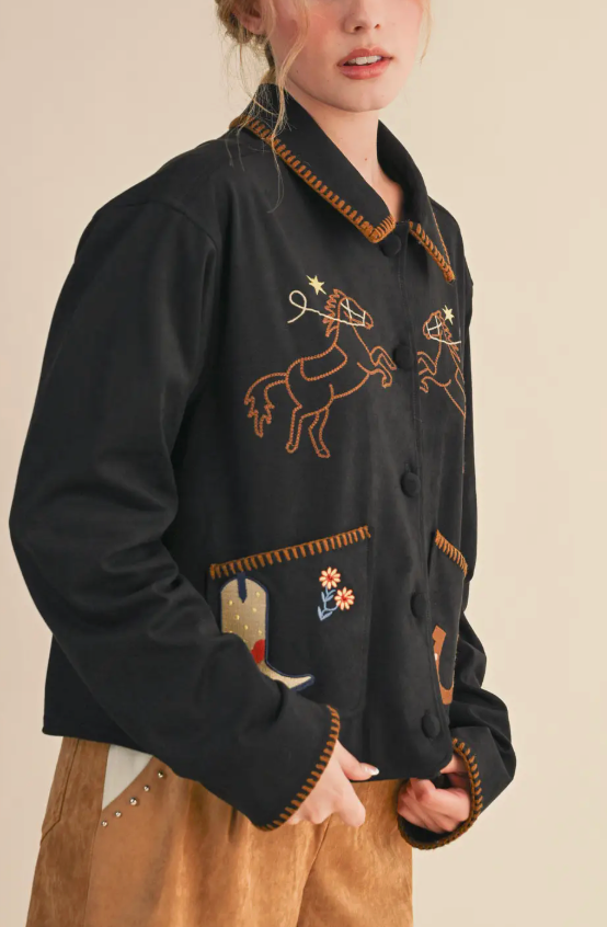 Western Embroidery Suede Jacket