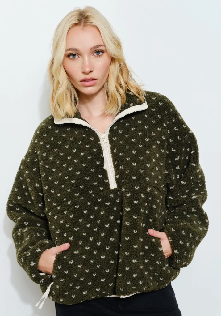 Nicole Fleece Jacket Half Zip- Green