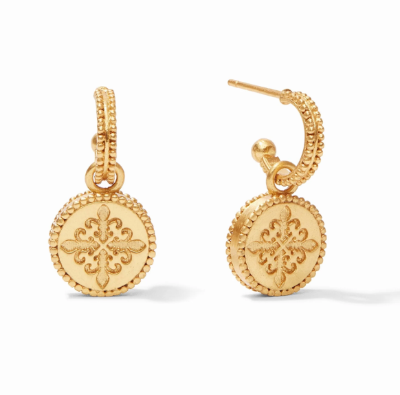 Fleur-de-Lis Hoop & Charm Earring - Obsidian Black