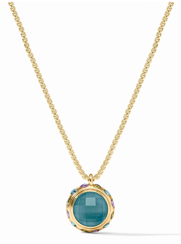Rainbow Delicate Necklace Gold - Iridescent Montana Blue with Blue Twilight halo