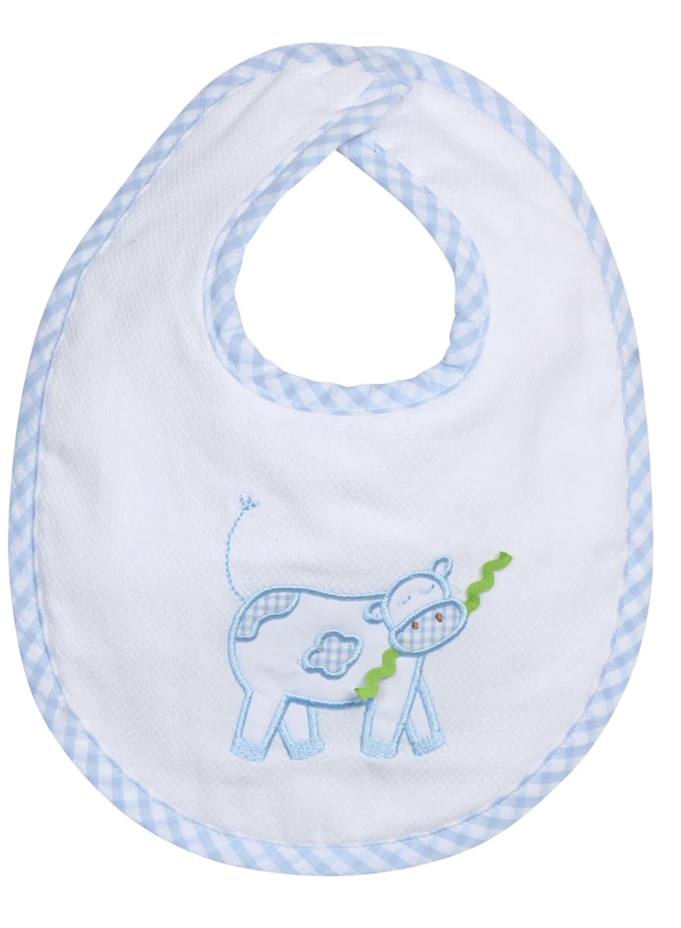 Cow Applique Basic Bib, Blue
