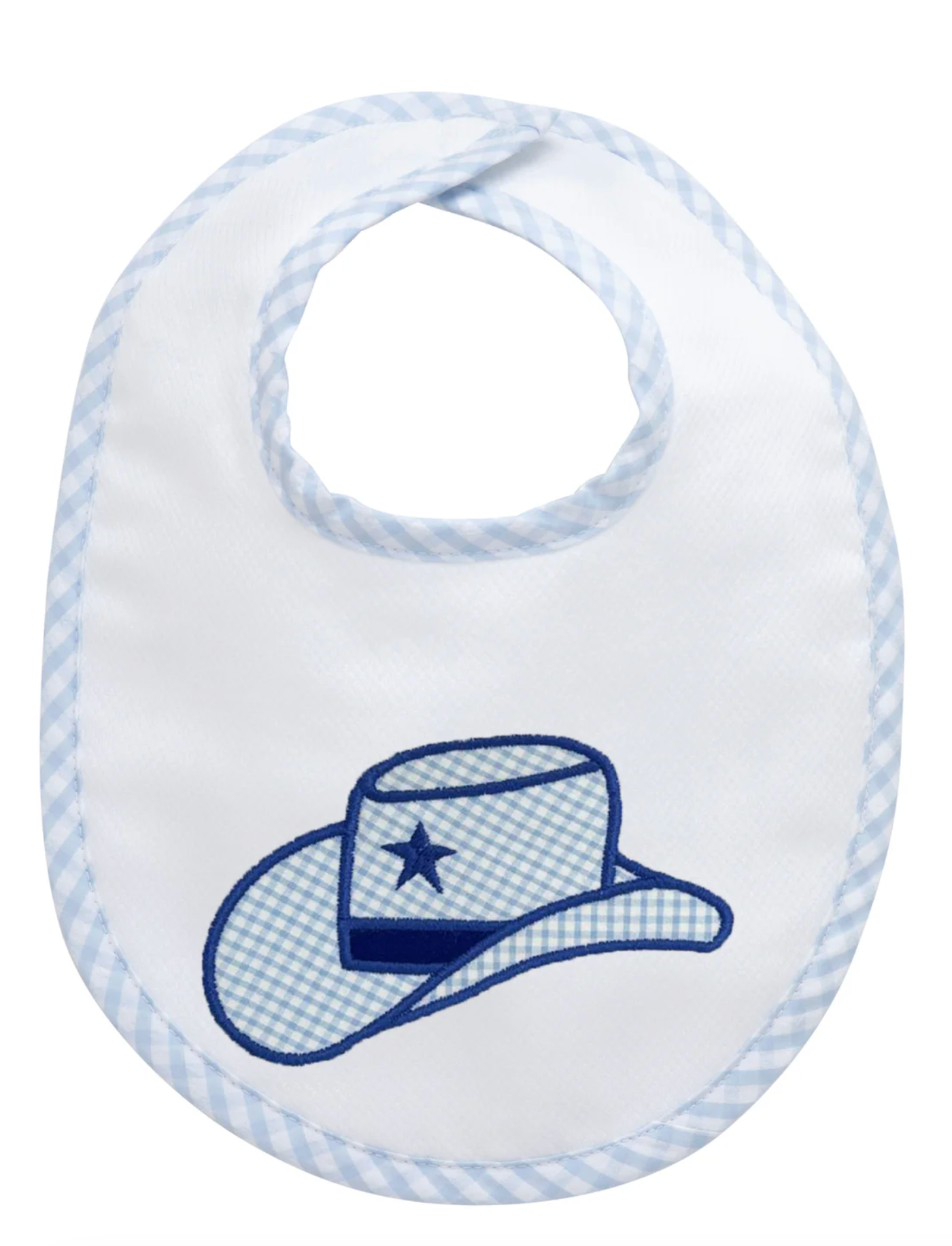 Cowboy Hat Applique Basic Bib, Blue