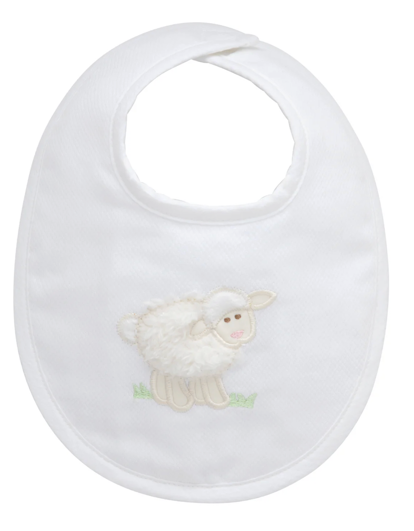 Lamb Applique Basic Bib, White