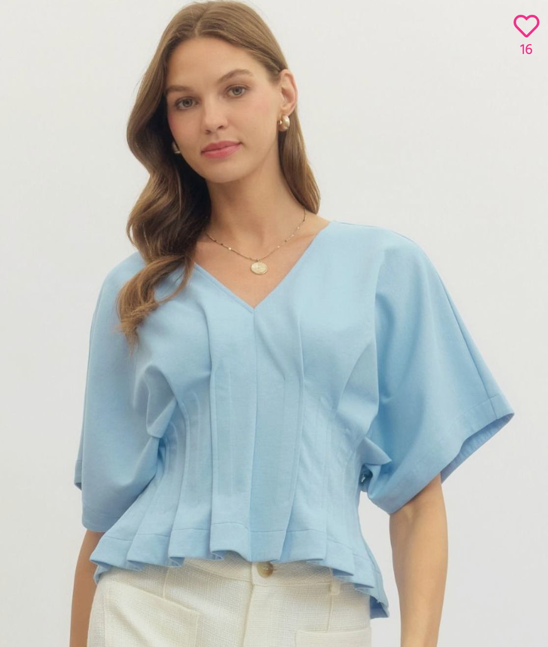 Cinch Waist Top - Light Blue