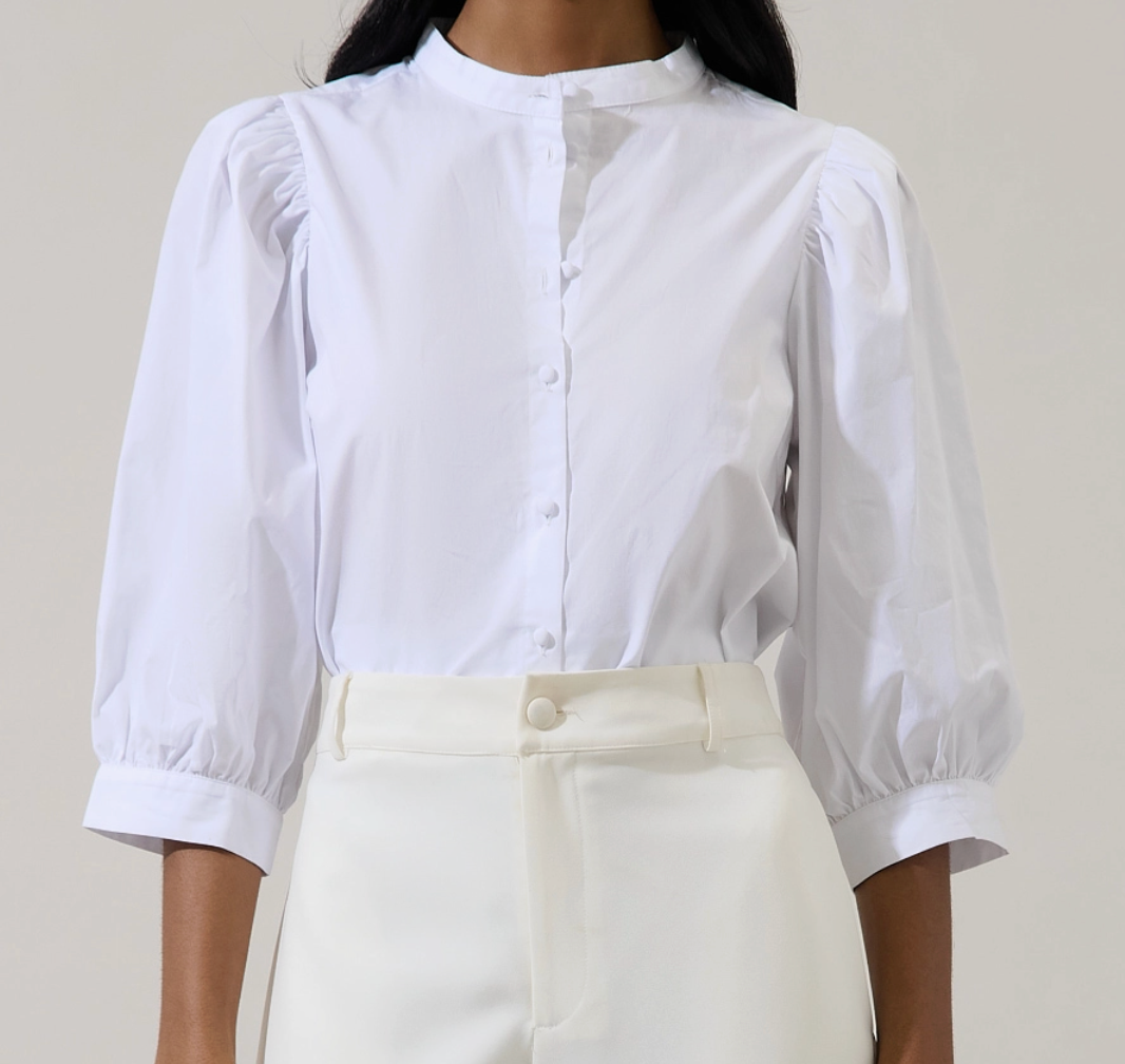 Raveny Button Up Puff Sleeve Shirt