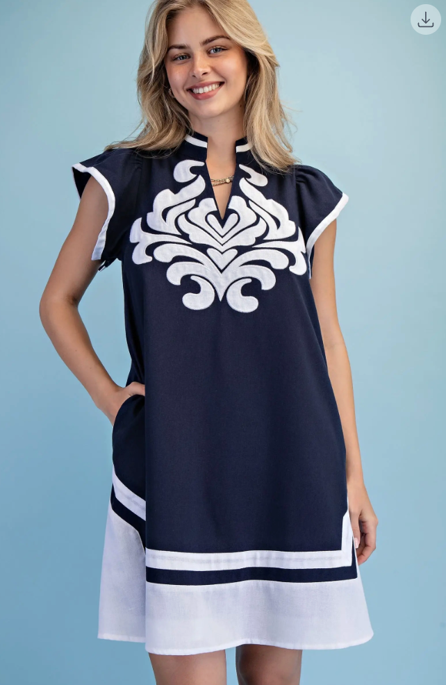 Navy Short Detail Dress