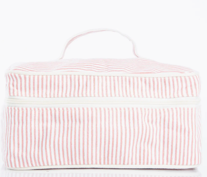 Stripes Train Case - Rose Tan