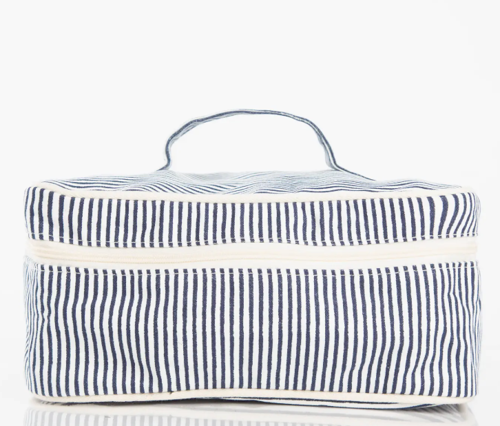 Stripes Train Case - Navy