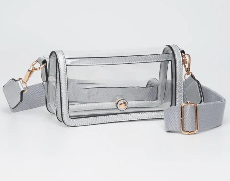 Transparent Crossbody Bag- Clear Silver