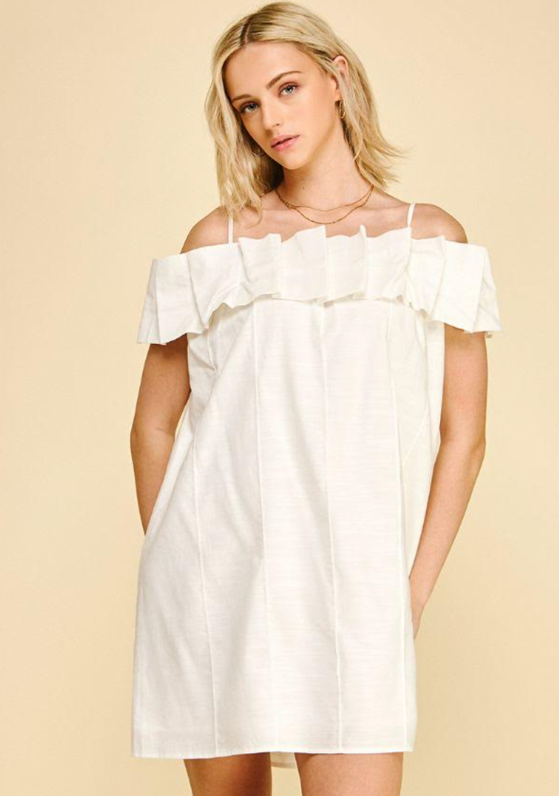 Ruffle Off Shoulder Mini Dress Medium