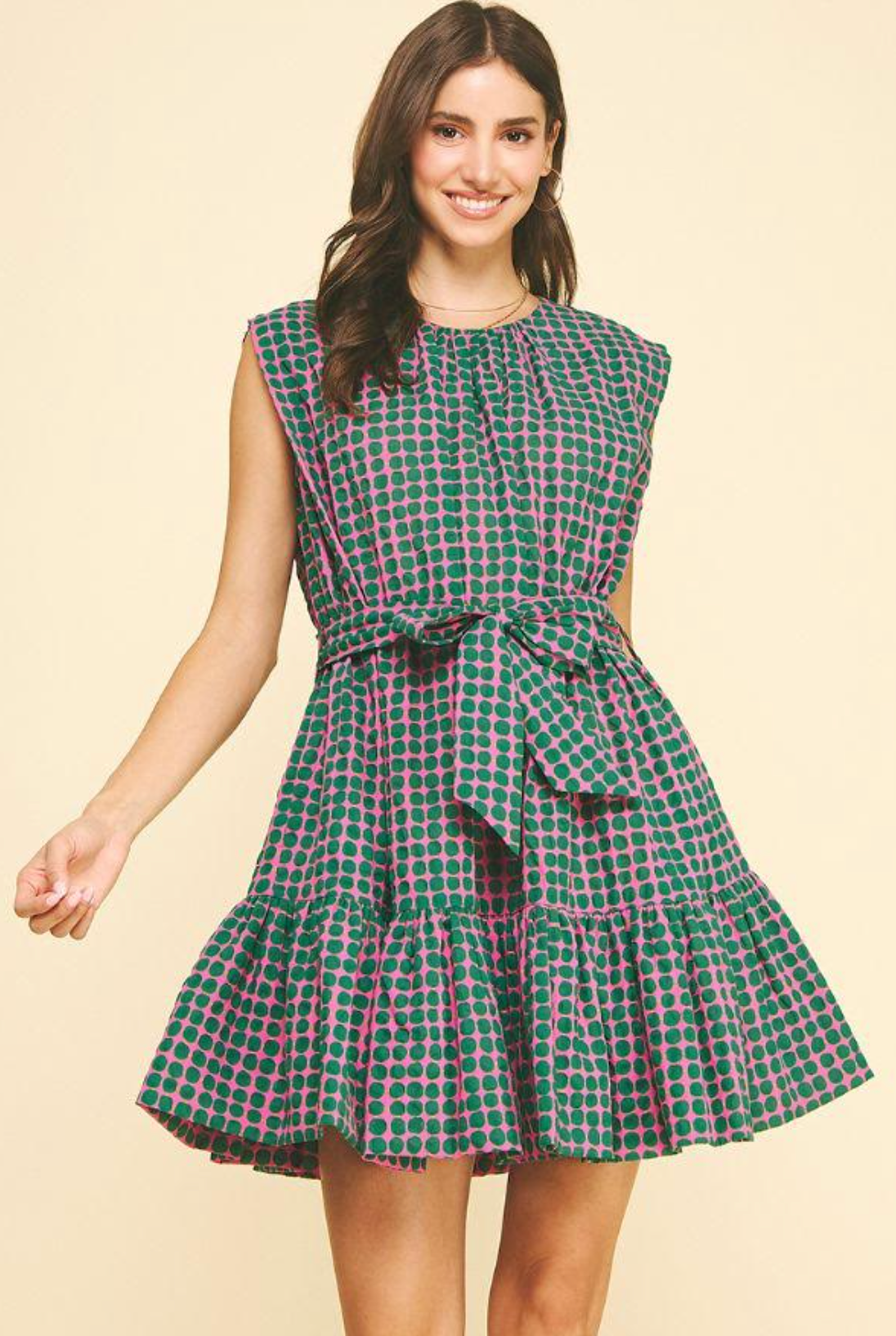 Multi-Colored Polka Dot Tiered Mini Dress Small