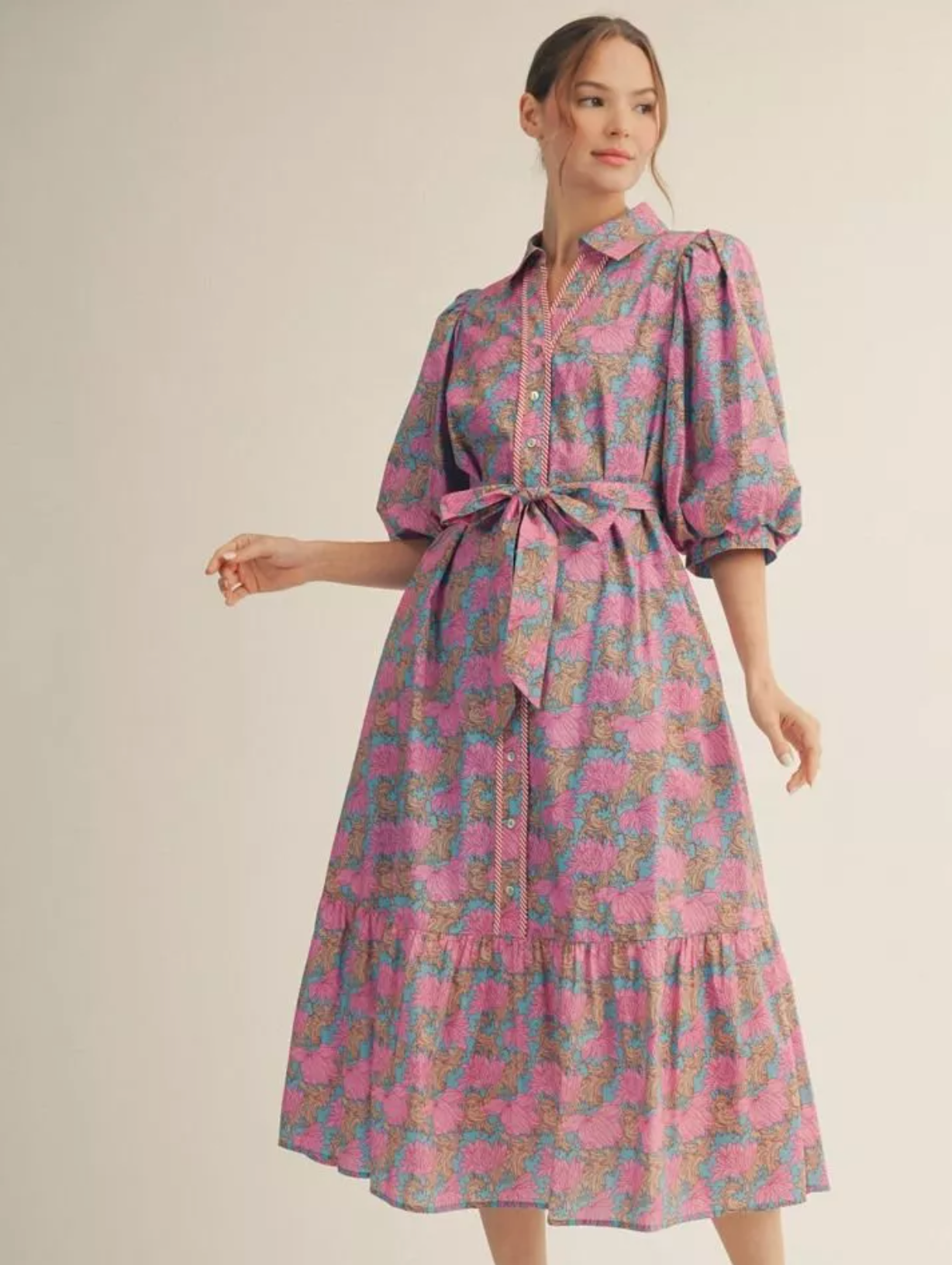Floral Midi Dress Multi Colored