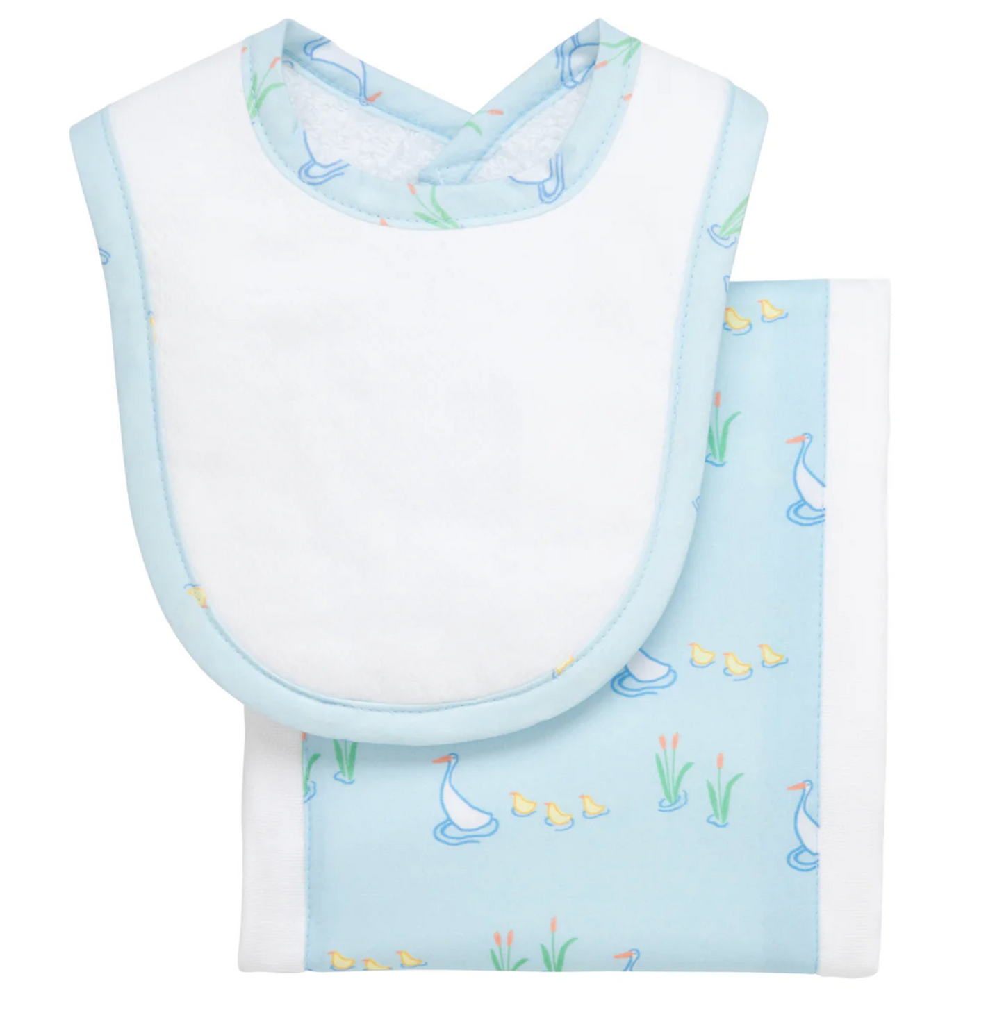 Duck Print Drooler Bib & Burp Set