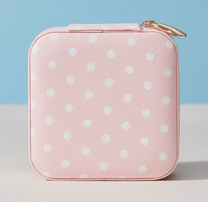 Polka Dot Portable Jewelry Box- Pink