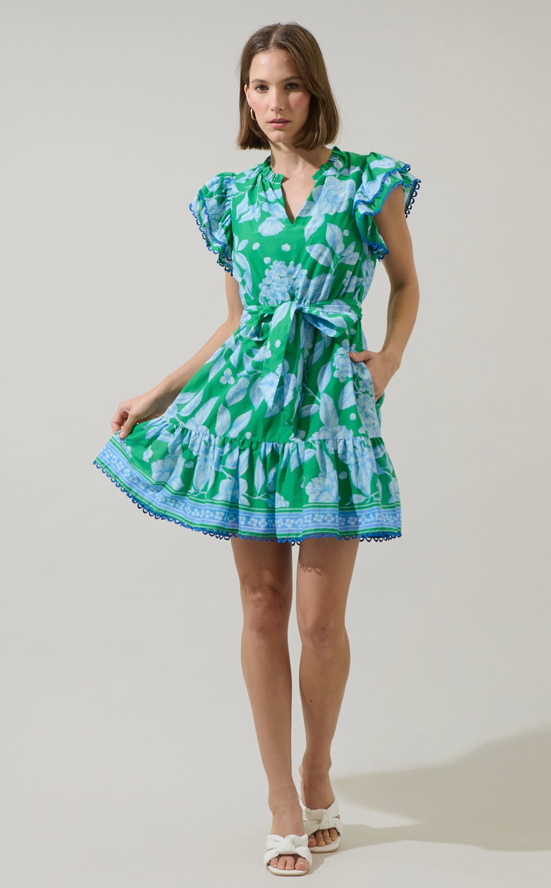 spring short dress FLORAL EYELET MINI DRESS S / WH