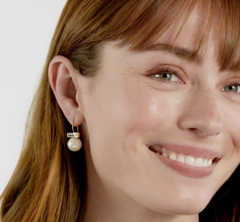Charlotte Earring Gold- Pearl
