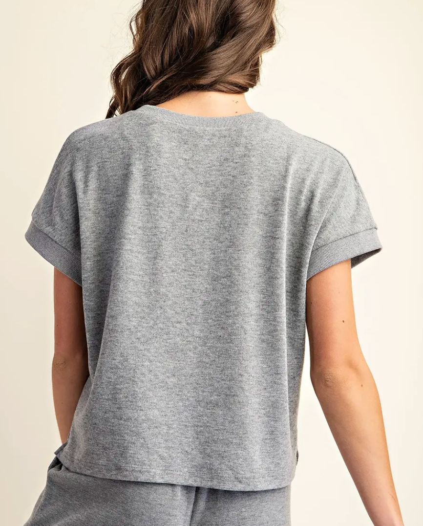 Short Sleeve Knit Shirt- Gray