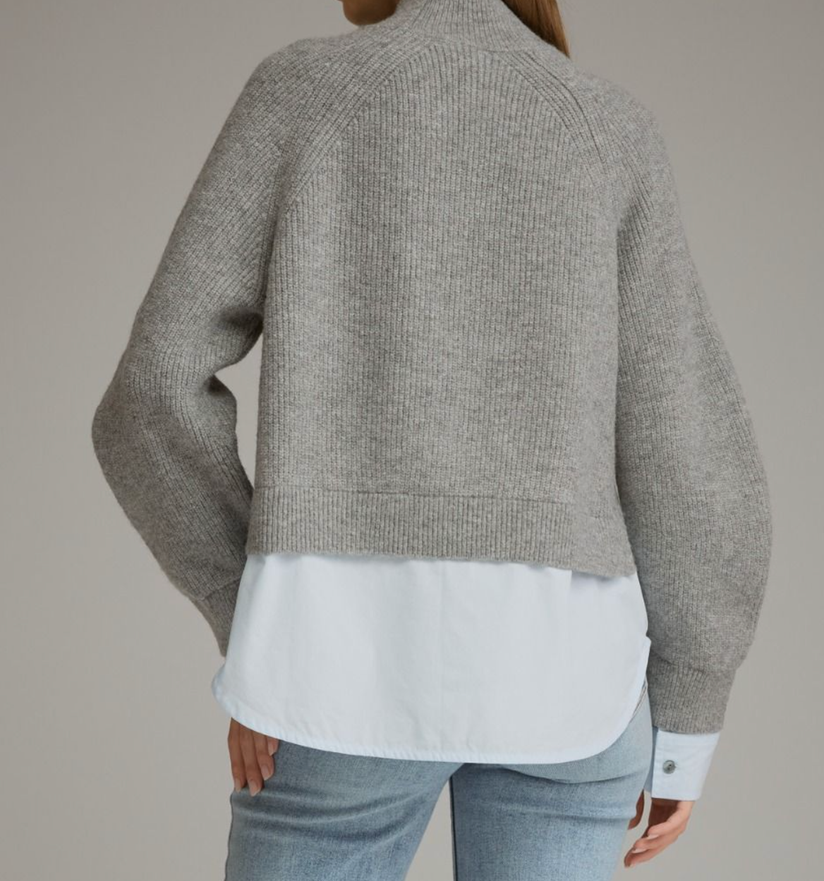 Heather Grey Mock Neck Layered Sweater/Shirt
