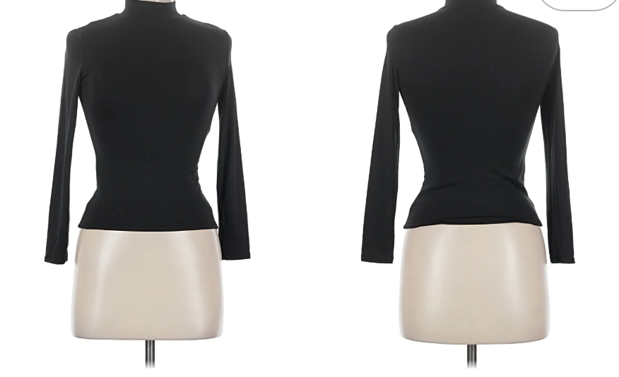 Ribbed Mock Neck Bodycon Top black