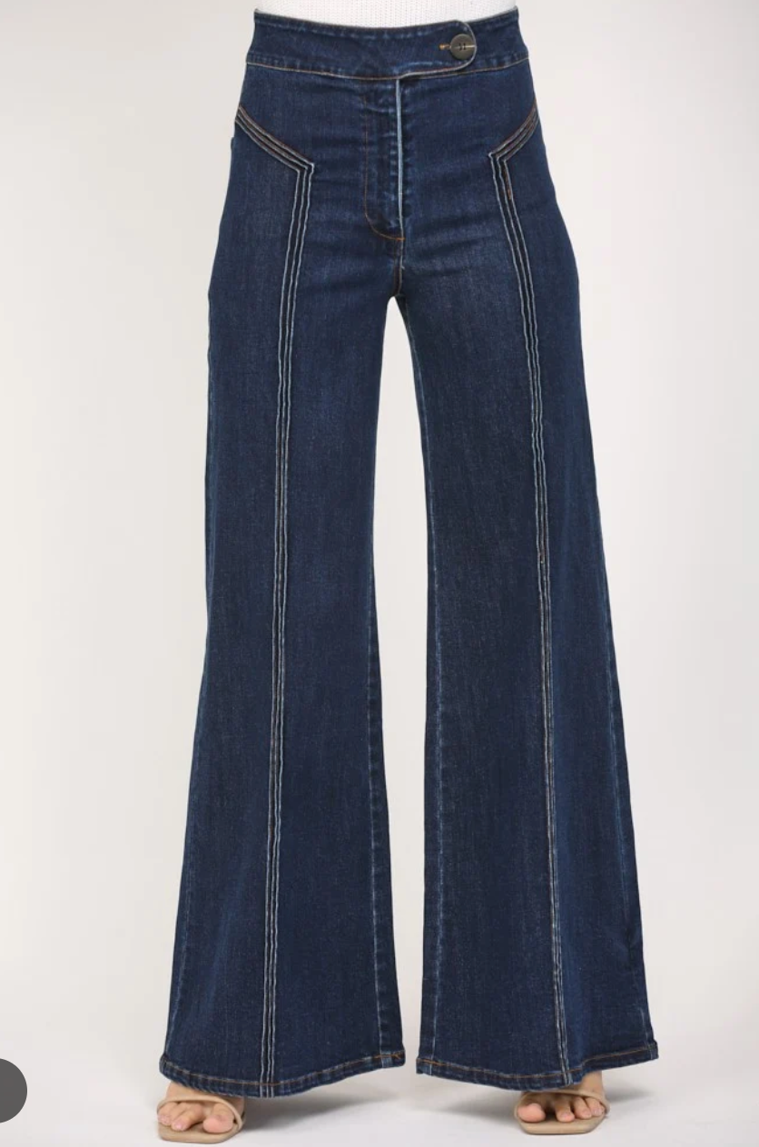 High Waisted Wide Leg- Dark Denim