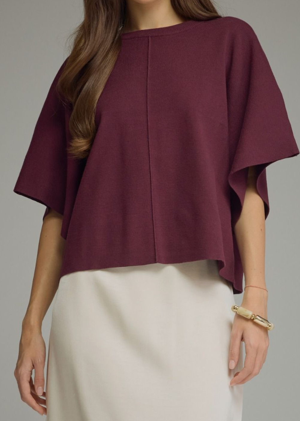 Boxy Knit Top- Merlot