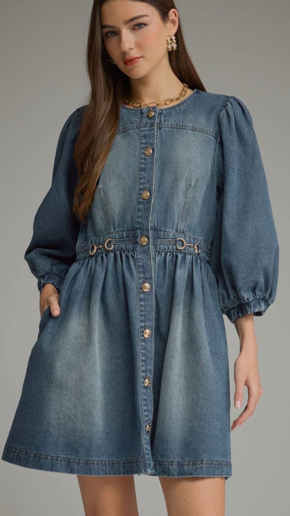 Denim Puff Sleeve Dress