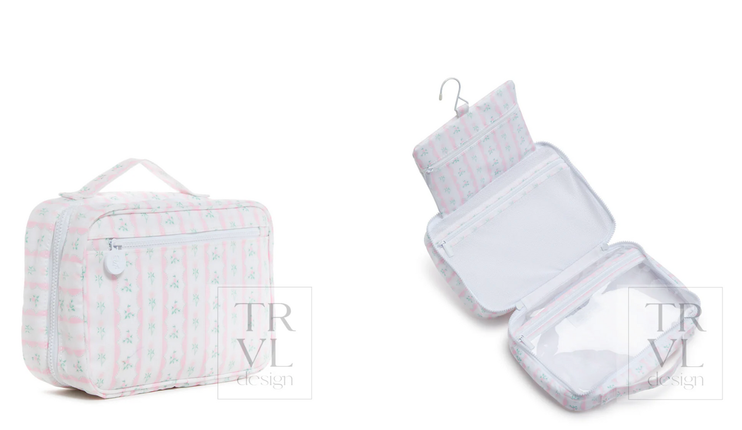 Bundle Up Hanging Toiletry Bag - Ribbon Floral Pink