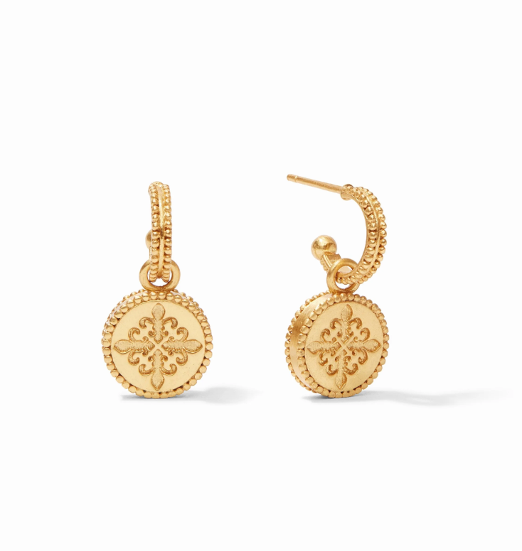 Fleur-de-Lis Hoop & Charm- Ruby Red