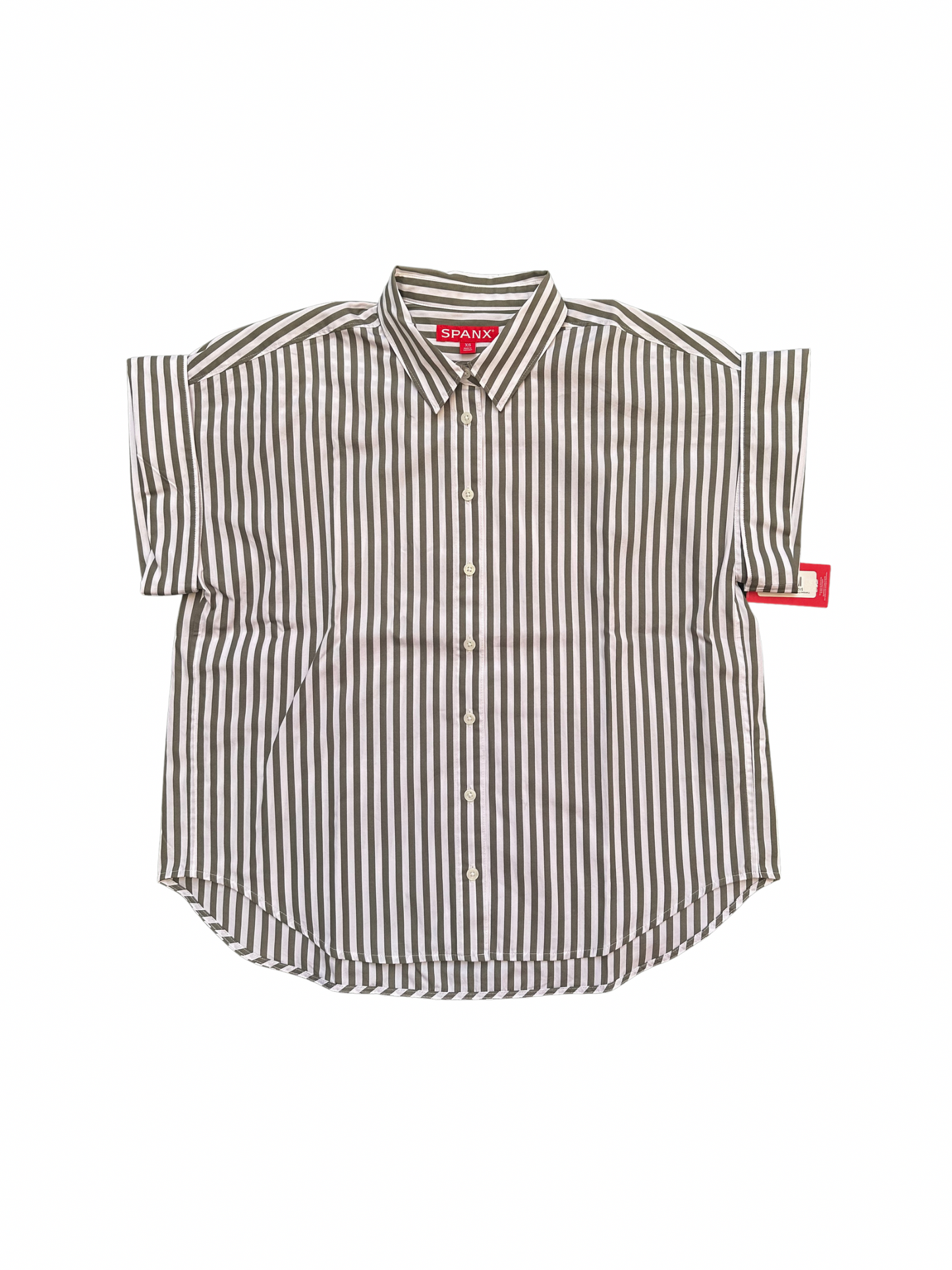 Oversized Striped Button Down Top- Frosted Moss