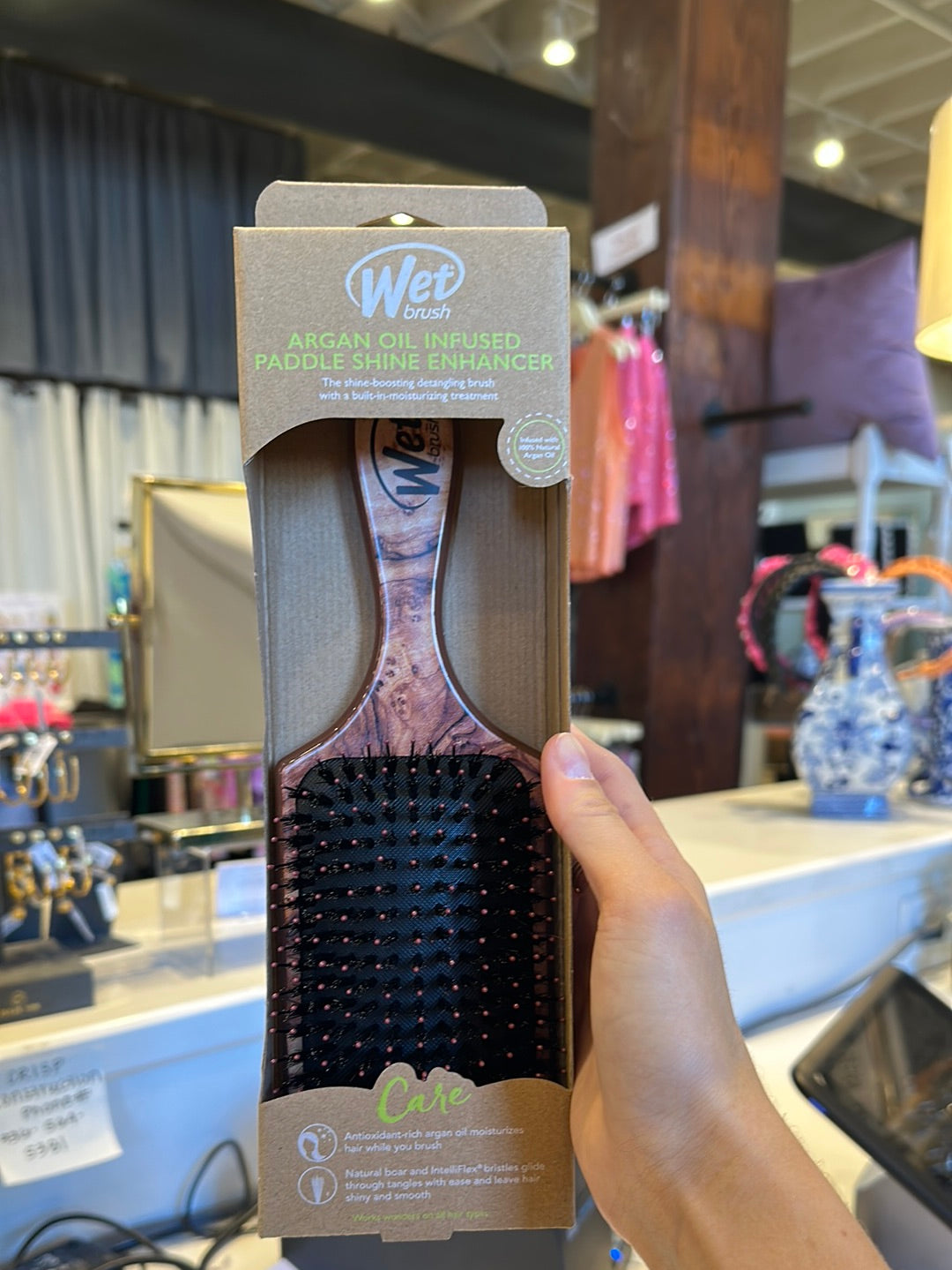 Argan Oil Infused Paddle Shine Enhancer - Wood