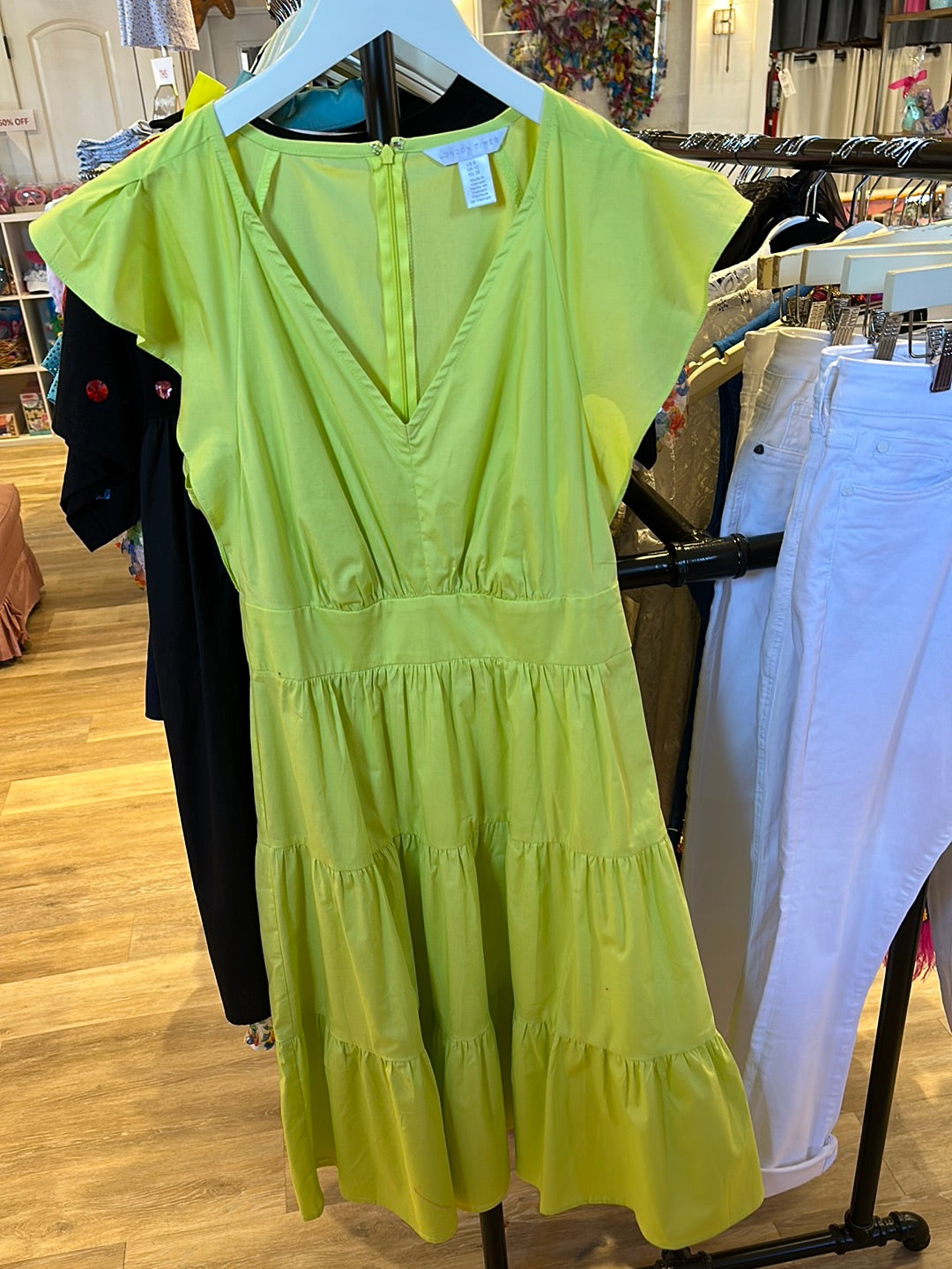 V-Neck Raglan Sleeve Tiered Dress