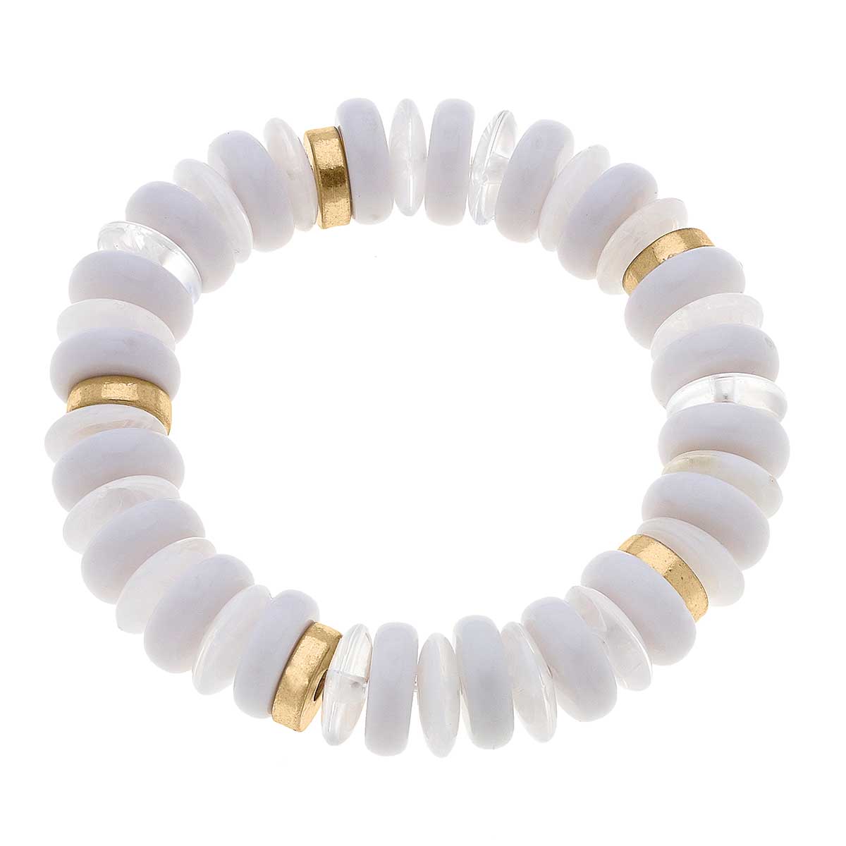 Peyton Beaded Resin Stretch Bracelet in White