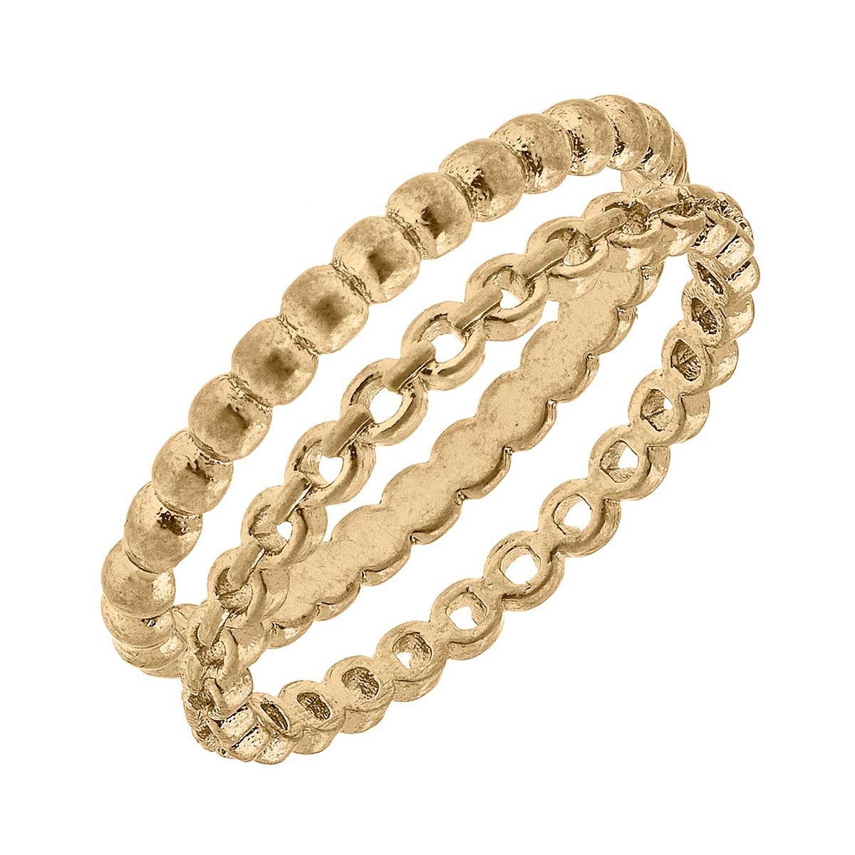 Nova Stacking Ring Set in Worn Gold