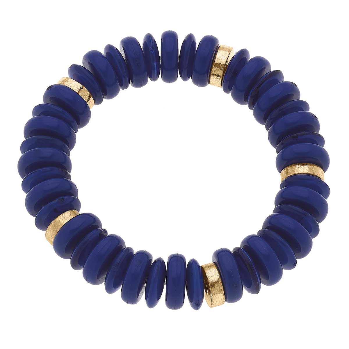 Peyton Beaded Resin Stretch Bracelet in Navy