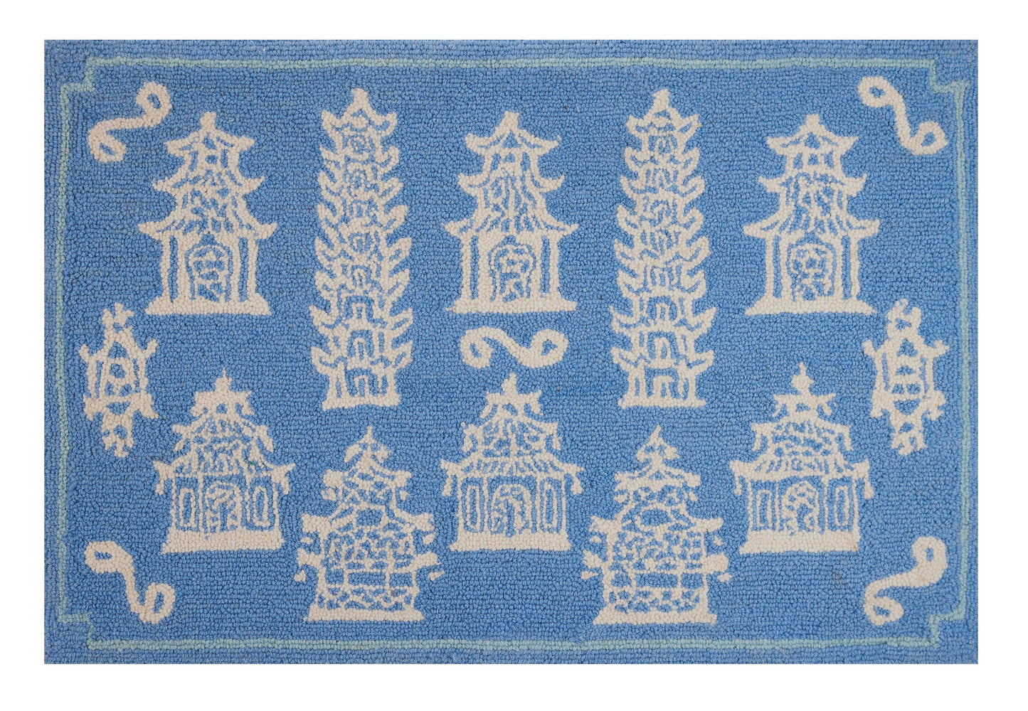 Pagodas Periwinkle Hook Rug