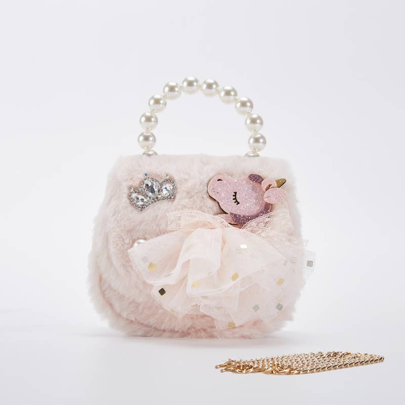 FURRY UNICORN PURSE - PINK