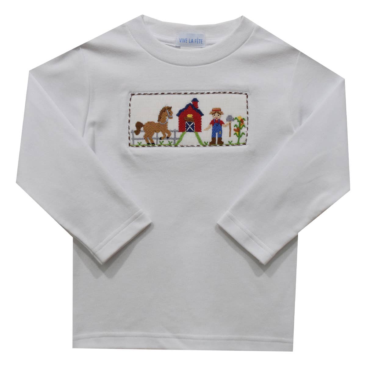 FARM SMOCKED KNIT LONG SLEEVE TEE SHIRT