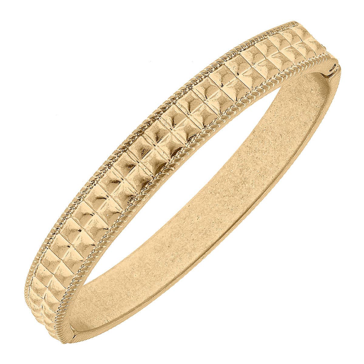 Lark Quilted Metal Hinge Bangle in Worn Gold