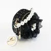 Round Flower Tweed Purse - Black