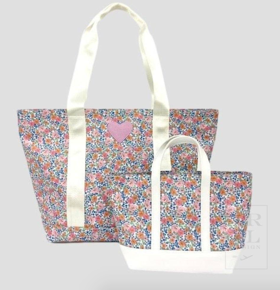 Women Pink Floral Print Tote Bag