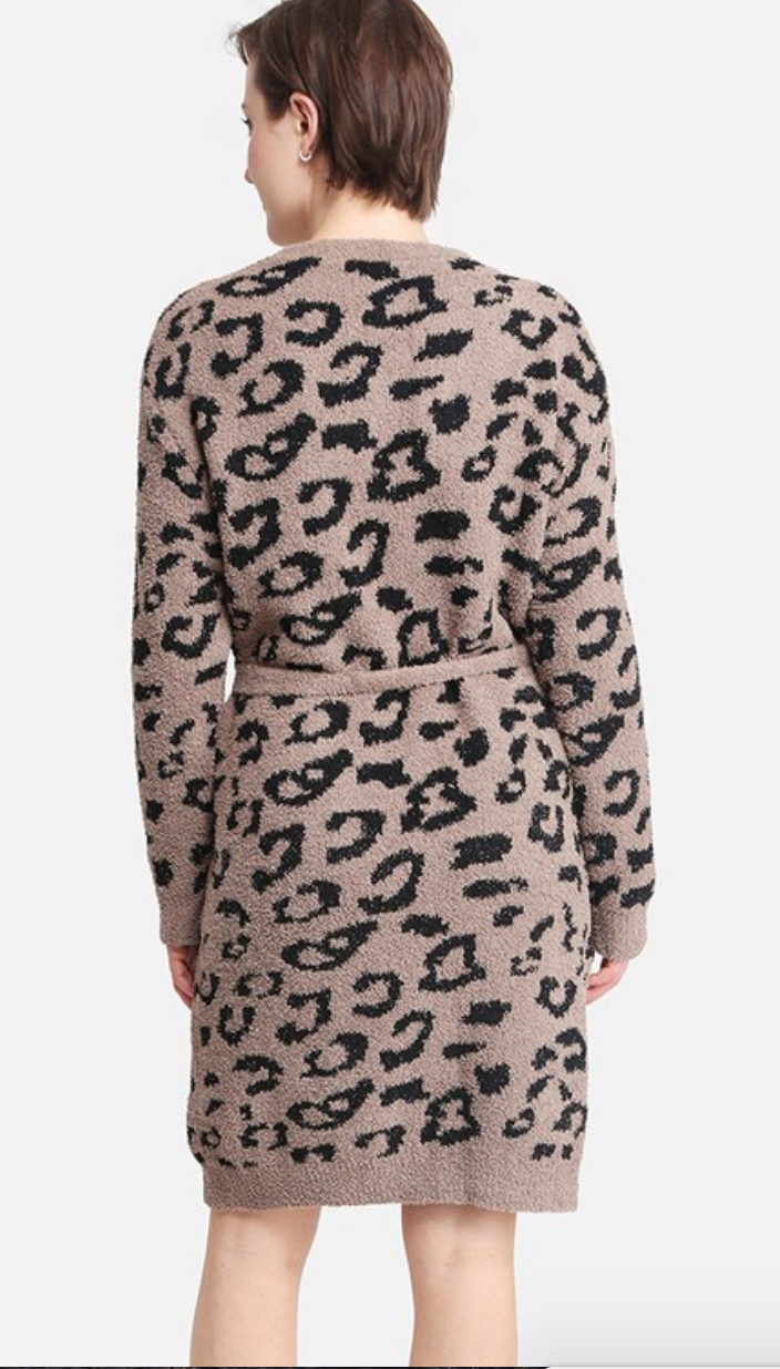 LEOPARD COZY ROBE - COFFEE