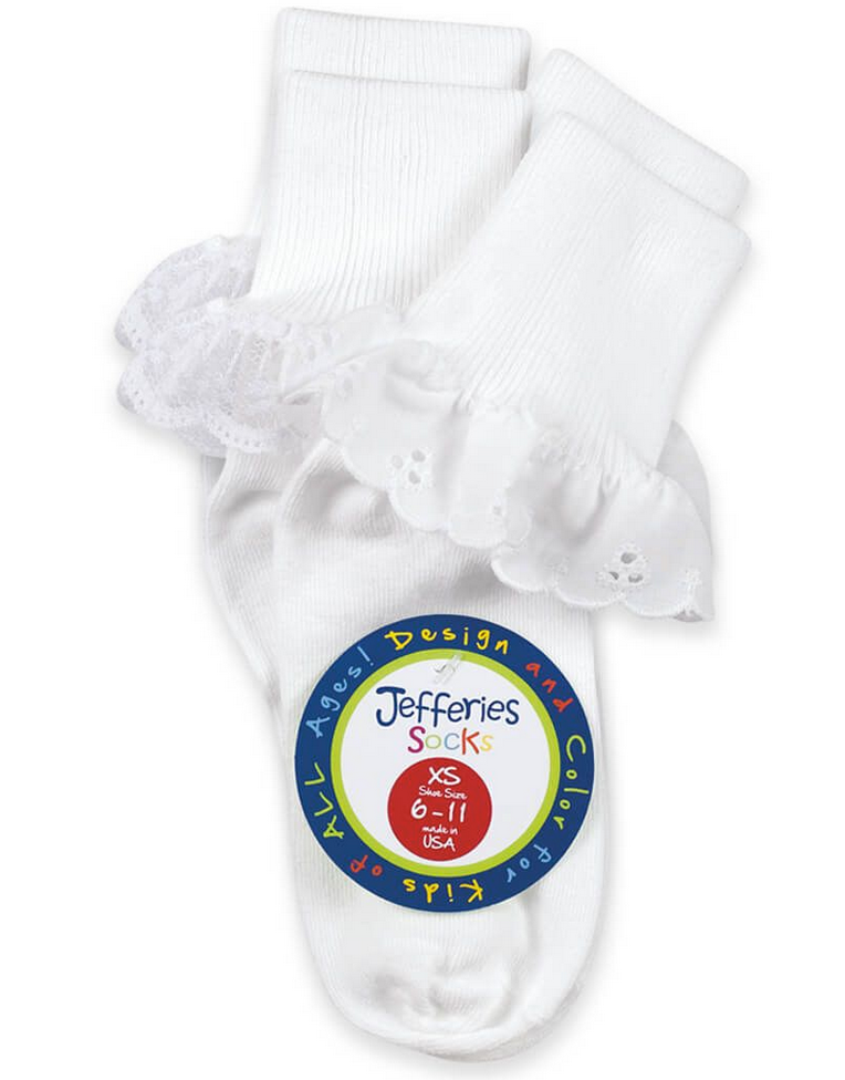 JEFFERIES EYELET & FANCY LACE SOCKS - 2 PACK