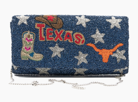 Texas Beaded Clutch - Navy