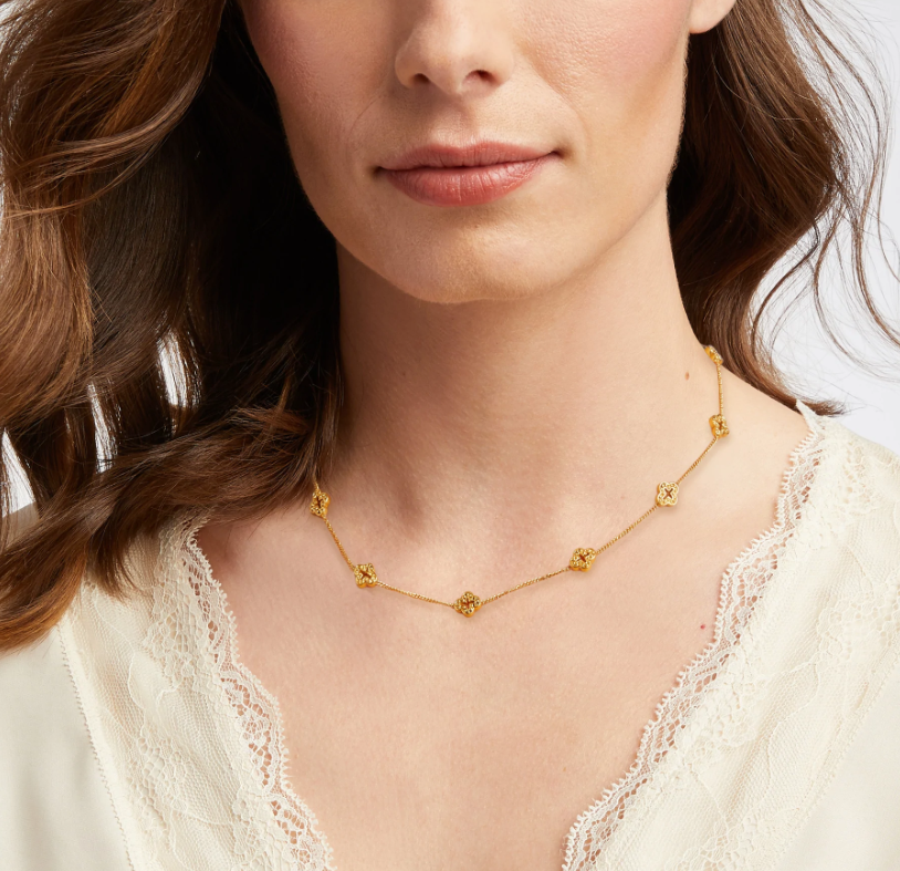 Florentine Demi Delicate Station Necklace - Gold
