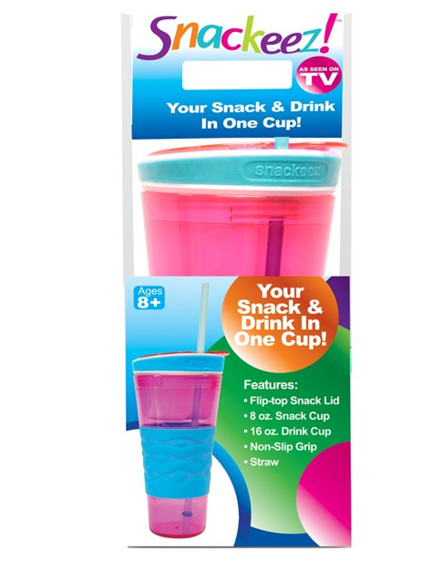 Snackeez 16oz Snack & Beverage Holder - Pink