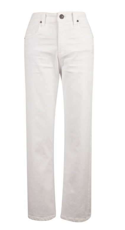 KUT ELIZABETH HIGH RISE CROP STRAIGH LEGS REGULAR HEM - ECRU