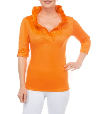 Gretchen Scott RUFFNECK TOP - Orange